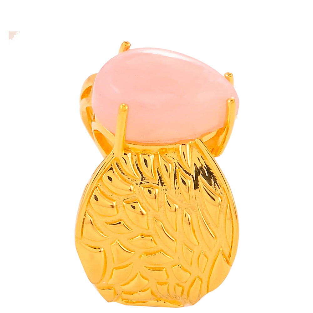 Anillo de Plata Bañada en Oro con Ópalo rosa 3