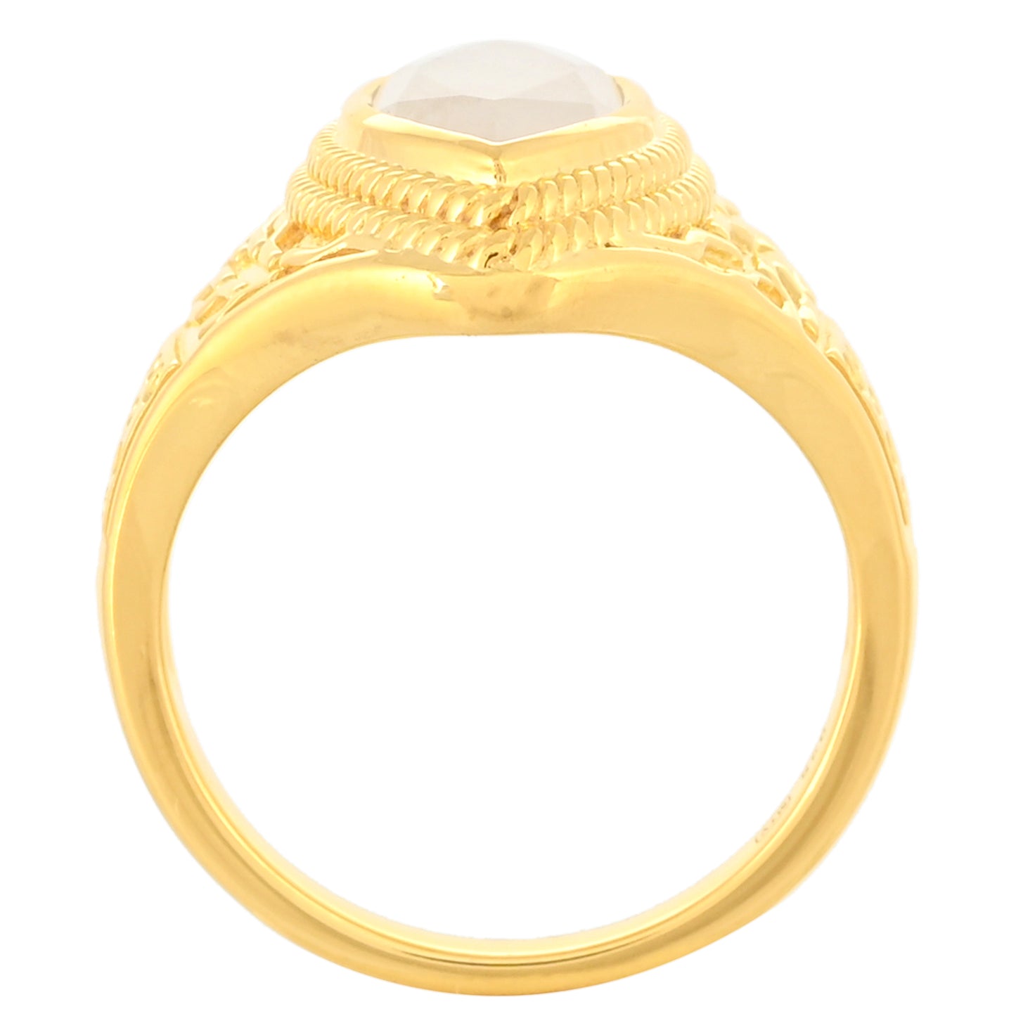 Anillo de Plata Bañada en Oro con Piedra Lunar Arco Iris