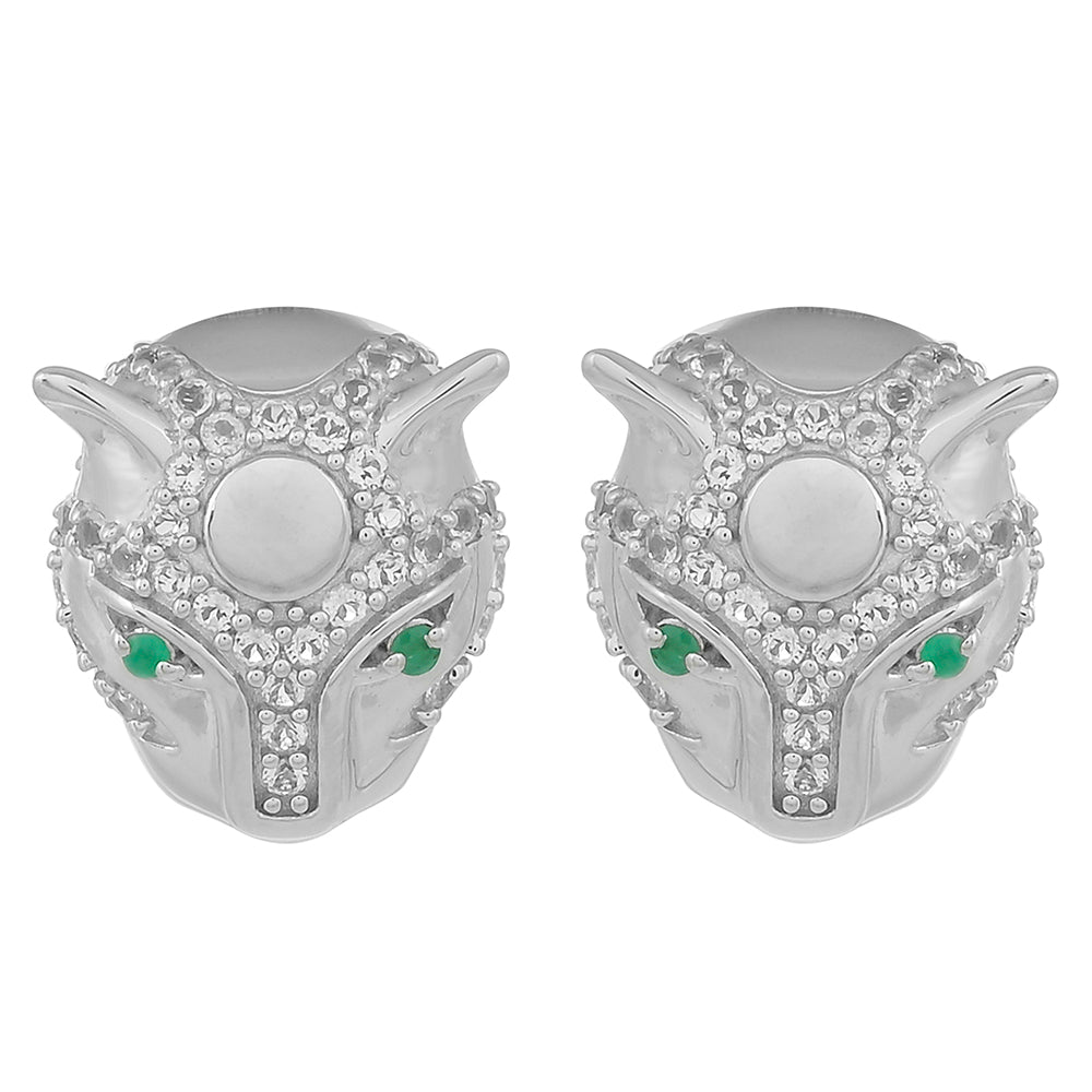 Pendientes de Plata con Esmeralda de Brasil y Topacio Blanco
