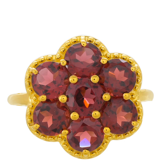 Anillo de Plata Bañada en Oro con Granate Rodolita