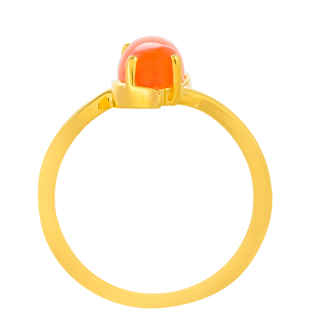 Anillo de Plata Bañada en Oro con Cornalina