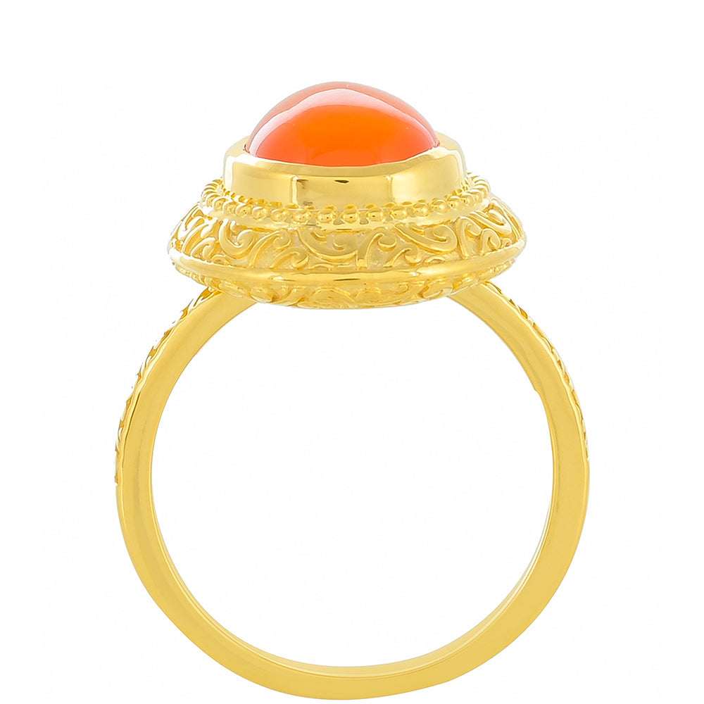 Anillo de Plata Bañada en Oro con Cornalina