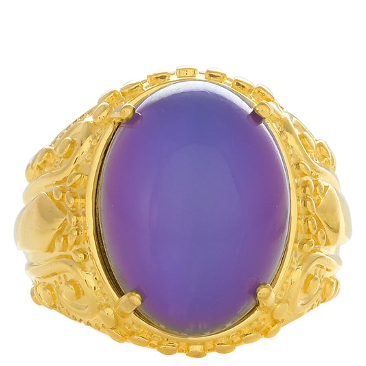 Anillo de Plata Bañada en Oro con Piedra Lunar Púrpura
