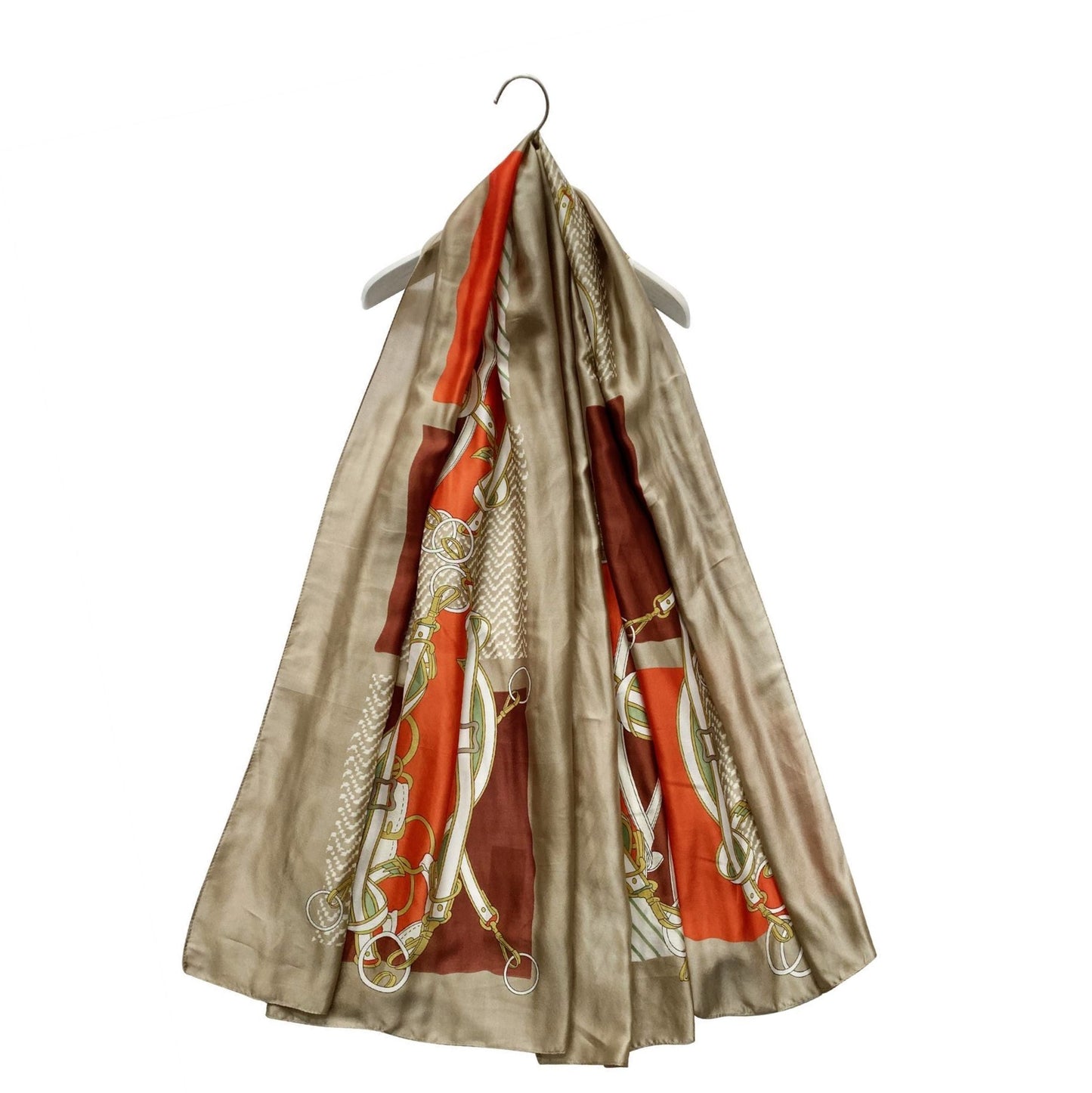 Pañuelo de seda, 90 cm x 180 cm, estampado de hebilla