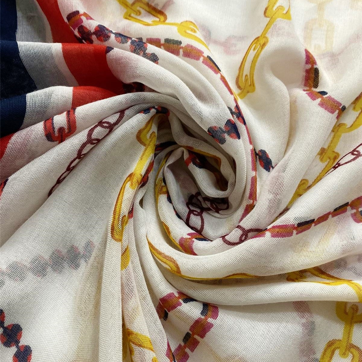 Bufanda de algodón, 90 cm x 180 cm, estampado de múltiples cadenas