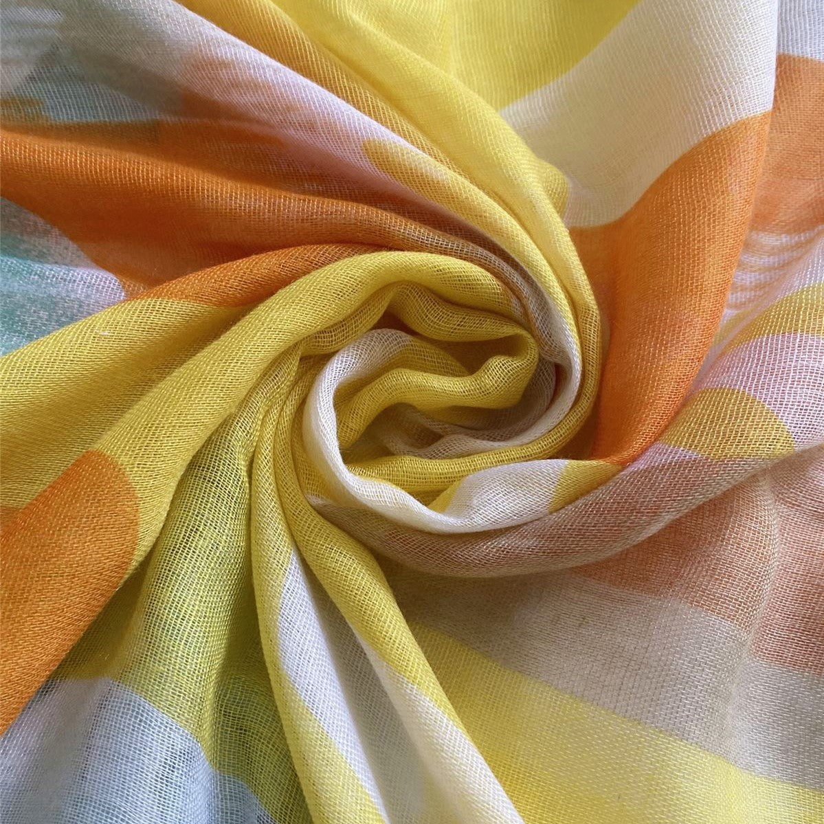 Bufanda con estampado de flores, amarillo, 80 cm x 180 cm