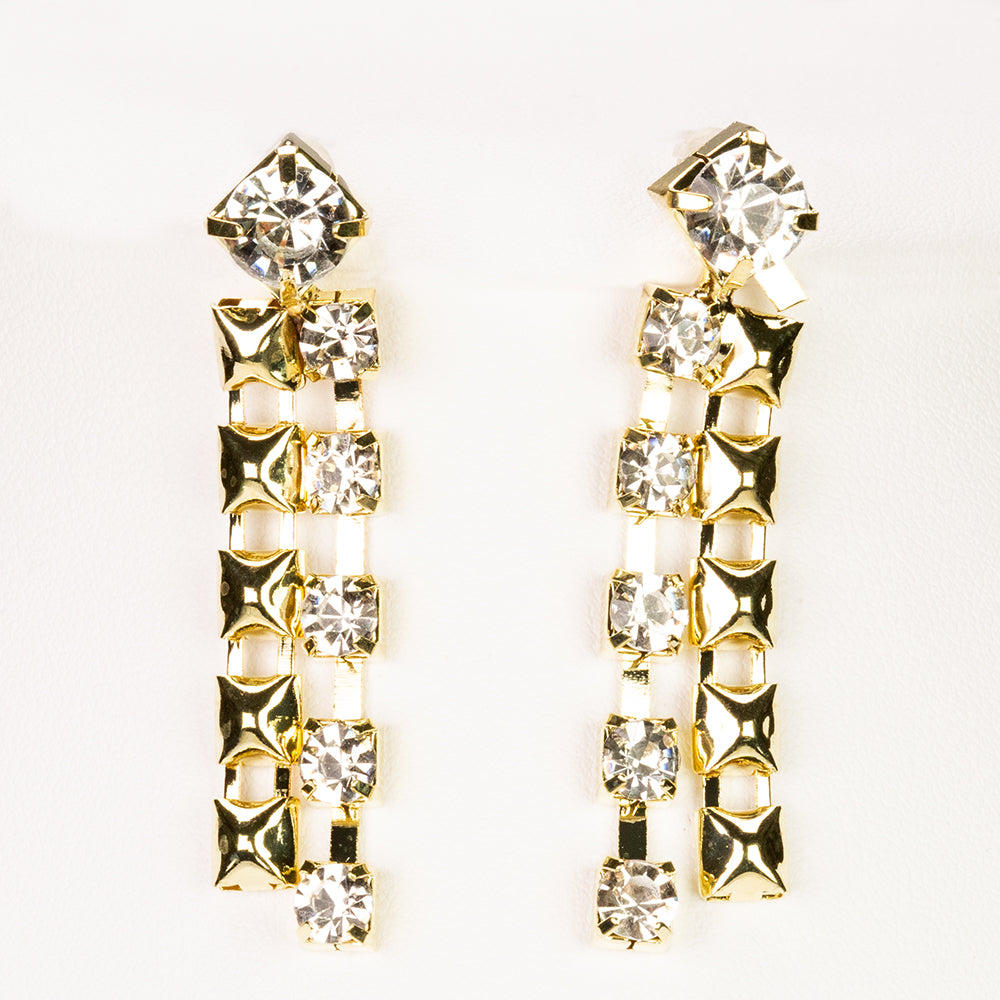 Conjunto de Aleación Bañado en Oro con Cristal Emporia® Blanco ( Collar +Pendientes )