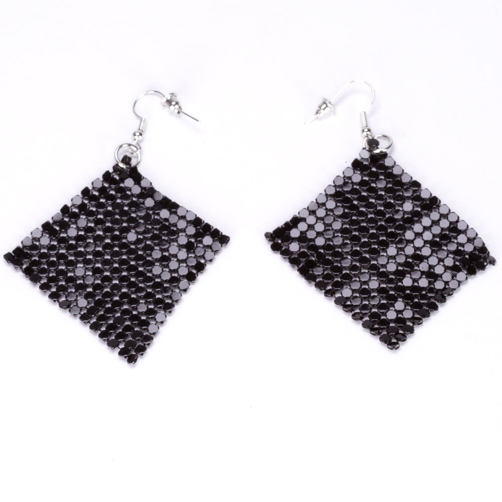Conjunto de Aleación Bañado en Oro con Cristal Emporia® Negro ( Collar +Pendientes )