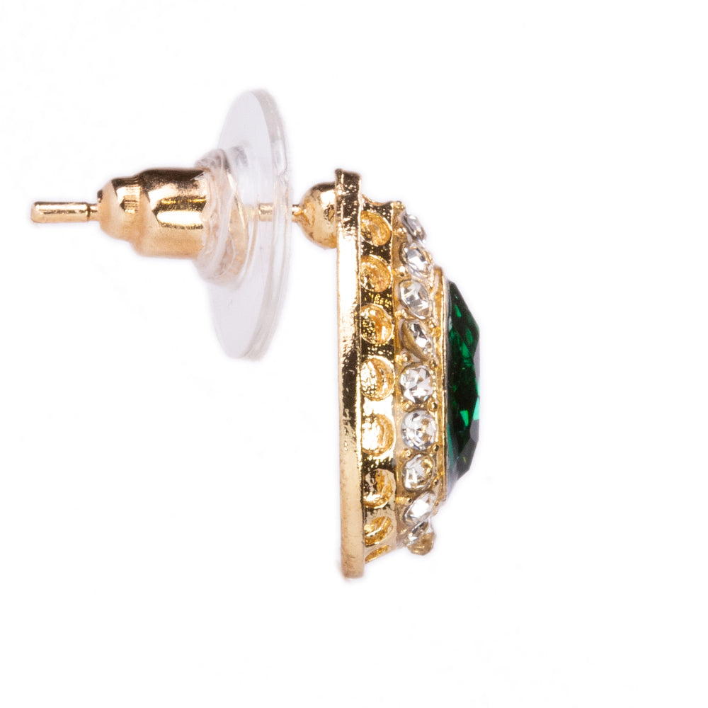 Conjunto de Aleación Bañado en Oro con Cristal Emporia® Verde ( Collar +Pendientes +Pulsera +Anillo +Colgante )