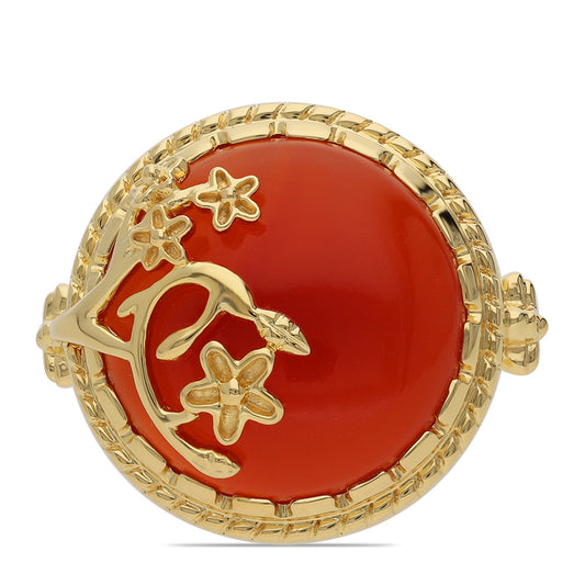 Anillo de Plata Bañada en Oro con Ónice rojo