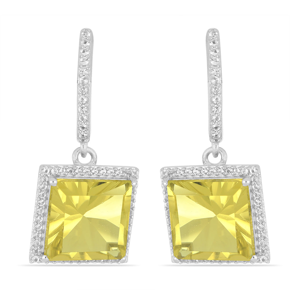 Pendientes de Plata con Cuarzo de Brasil y Topacio Blanco