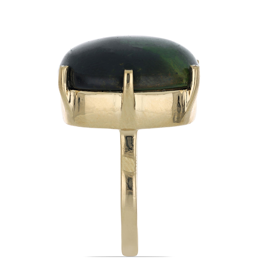 Anillo de Plata Bañada en Oro con Ojo de Tigre Verde