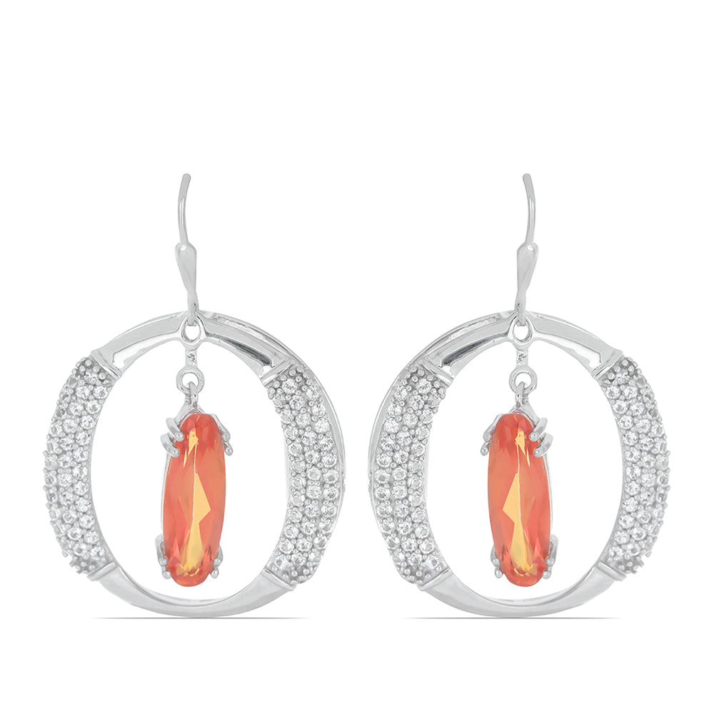 Pendientes de Plata con Cuarzo Padparadscha y Topacio Blanco