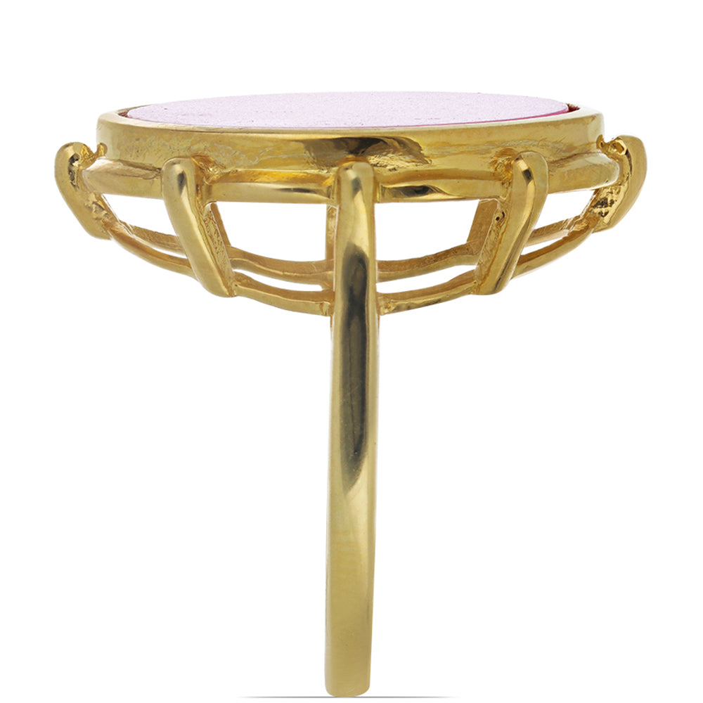 Anillo de Plata Bañada en Oro con Madreperla Rosa