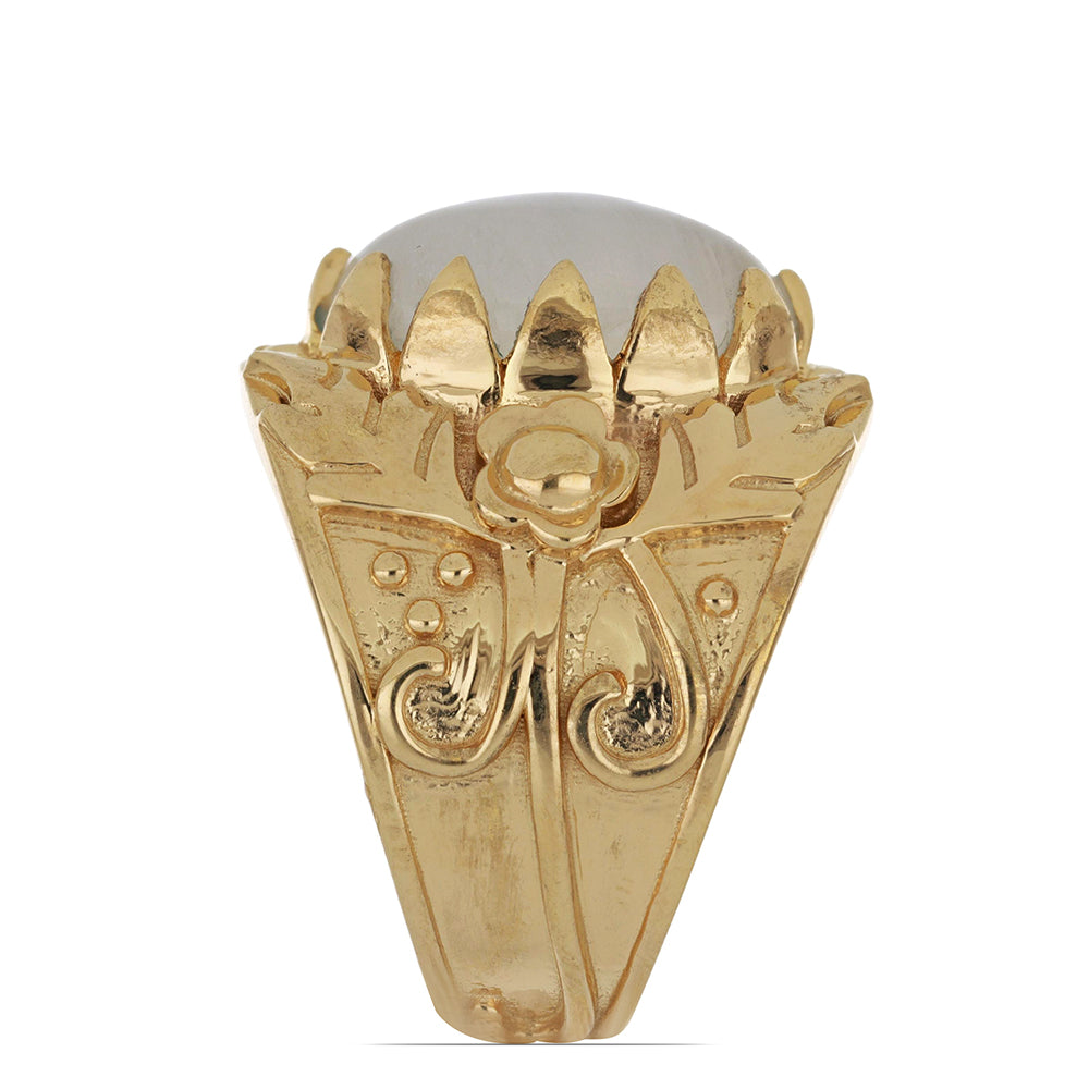 Anillo de Plata Bañada en Oro con Piedra Lunar Arco Iris del Condado de Grant