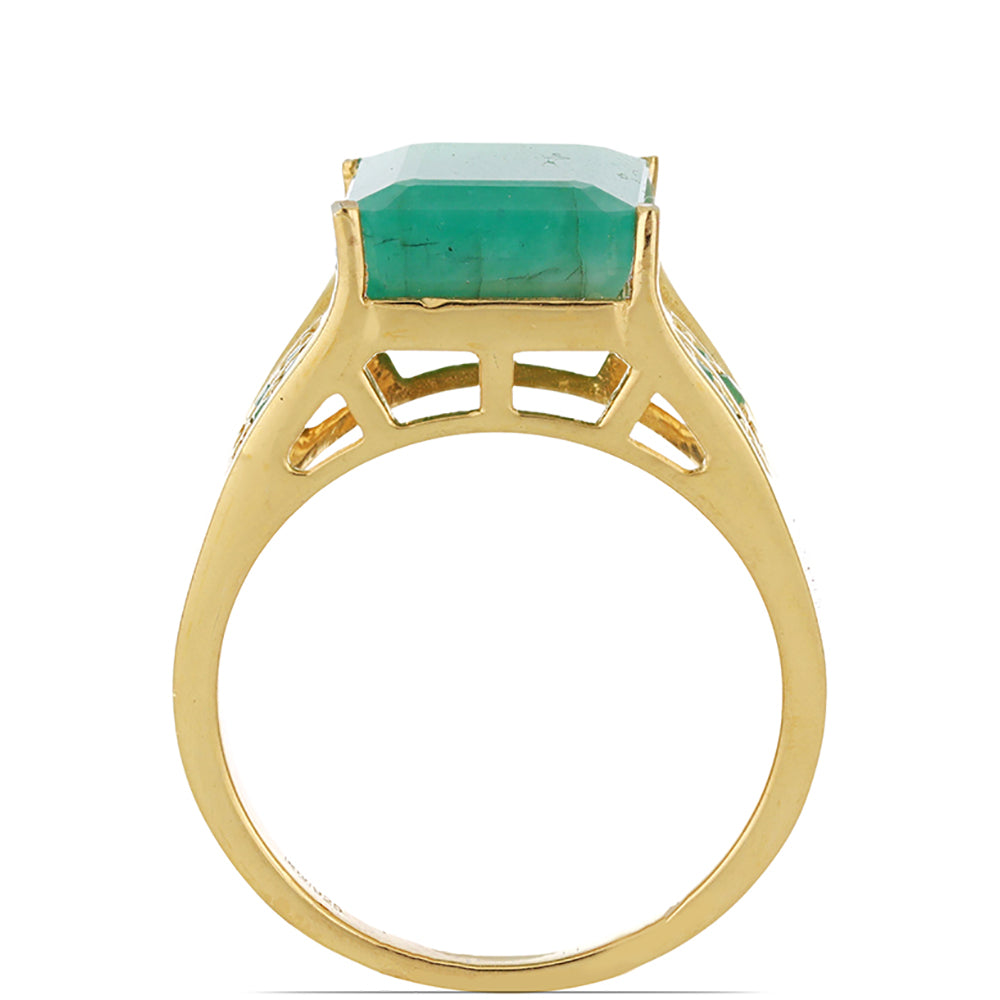 Anillo de Plata Bañada en Oro con Esmeralda de Brasil