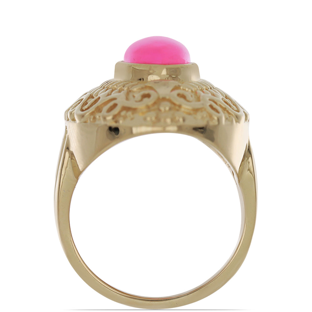 Anillo de Plata Bañada en Oro con Ópalo Rosa Etíope de Lega Dembi