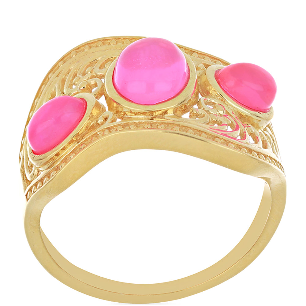 Anillo de Plata Bañada en Oro con Ópalo Rosa Etíope de Lega Dembi