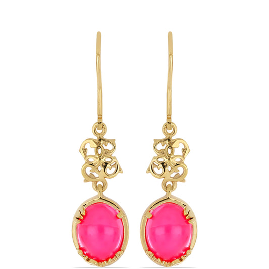 Pendientes de Plata Bañada en Oro con Ópalo Rosa Etíope de Lega Dembi