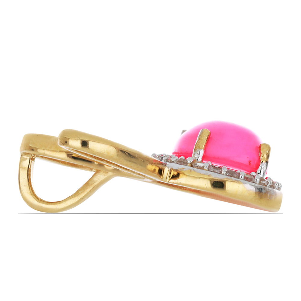 Colgante de Plata Bañada en Oro con Ópalo Rosa Etíope de Lega Dembi y Topacio Blanco