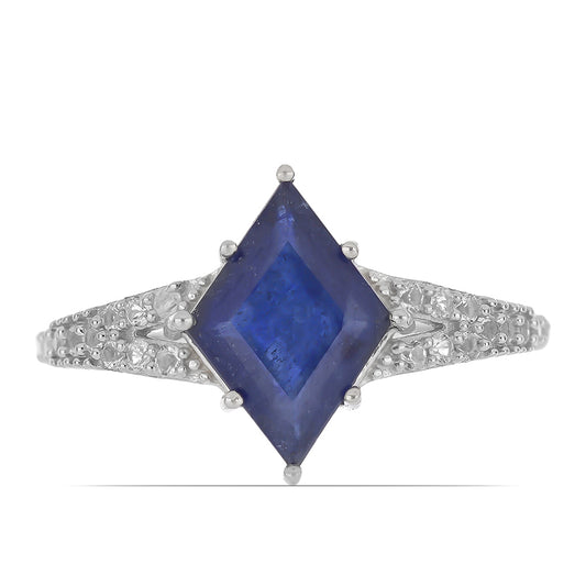 Anillo de Plata con Zafiro Azul Rosebery y Topacio Blanco