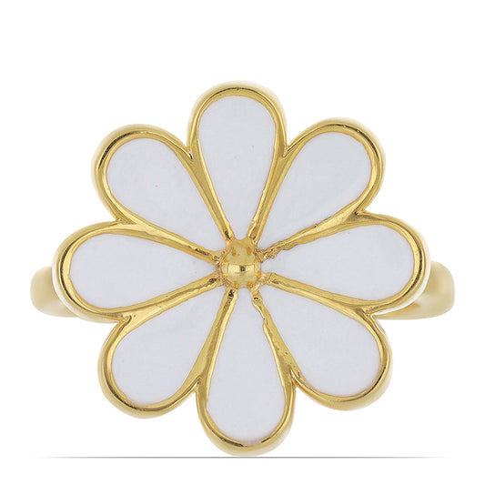 Anillo de Plata Bañada en Oro con Esmalte