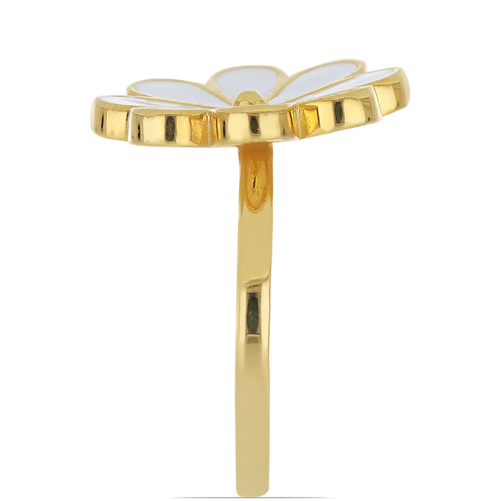 Anillo de Plata Bañada en Oro con Esmalte