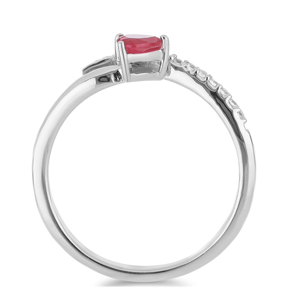 Anillo de Plata con Rubí de Madagascar y Topacio Blanco