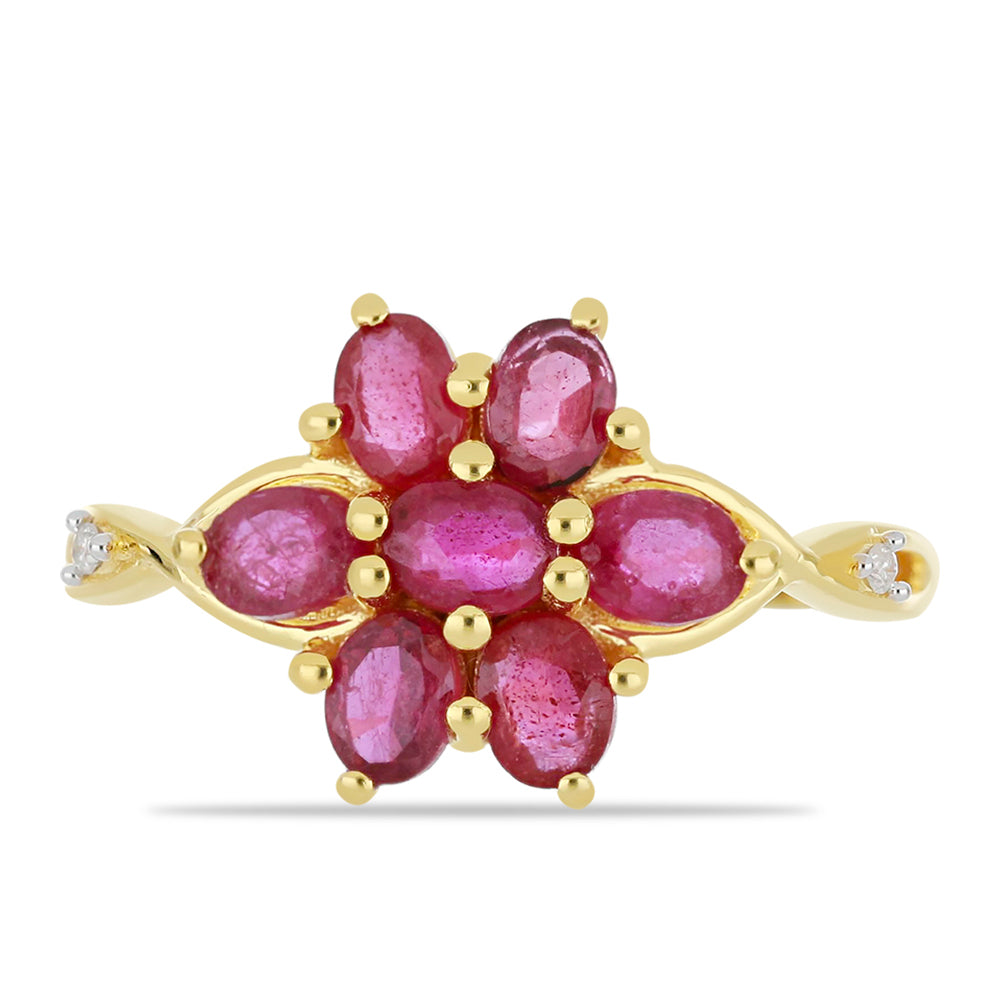 Anillo de Oro 9K con Rubí de Madagascar y Diamante blanco