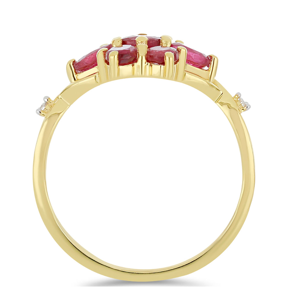 Anillo de Oro 9K con Rubí de Madagascar y Diamante blanco