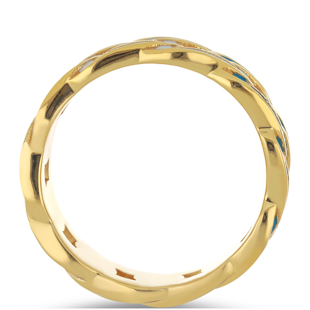 Anillo de Plata Bañada en Oro con Esmalte