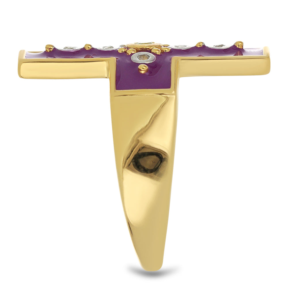 Anillo de Plata Bañada en Oro con Esmalte y Peridoto de Changbai