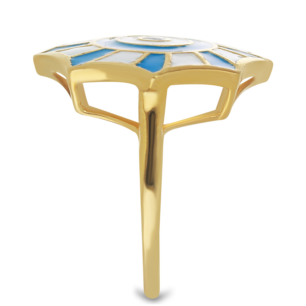 Anillo de Plata Bañada en Oro con Esmalte