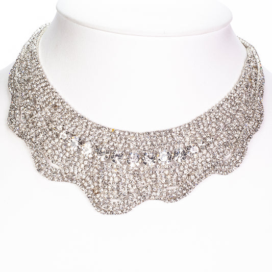 Conjunto de Aleación Bañado en Oro con Cristal Emporia® Blanco ( Collar +Pendientes )