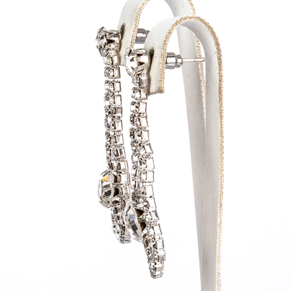 Conjunto de Aleación Bañado en Oro con Cristal Emporia® Blanco ( Collar +Pendientes )