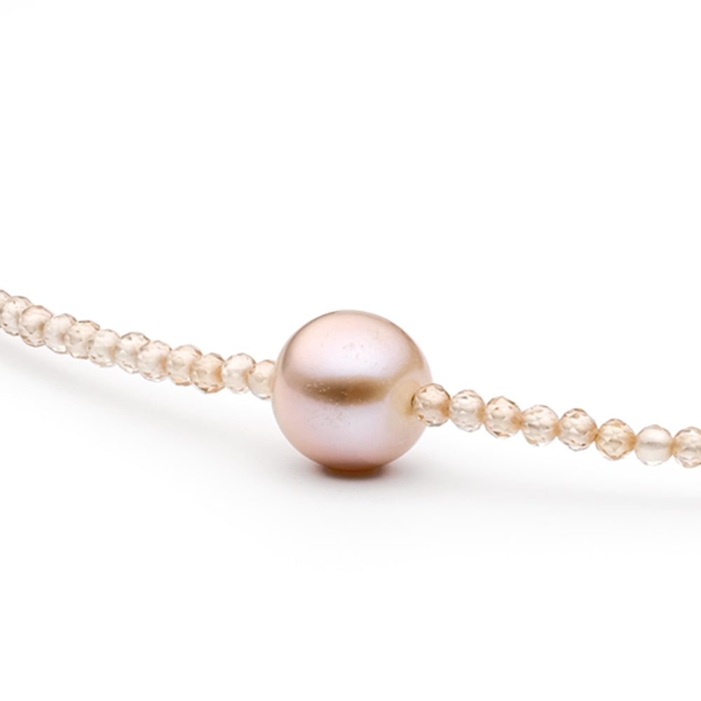 Collar de Plata con Perla de Agua Dulce- Lavanda y Zirconita Cúbica 2 