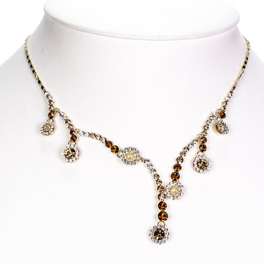 Conjunto de Aleación Bañado en Oro con Perla de cristal y Cristal Emporia® Blanco ( Collar +Pendientes )