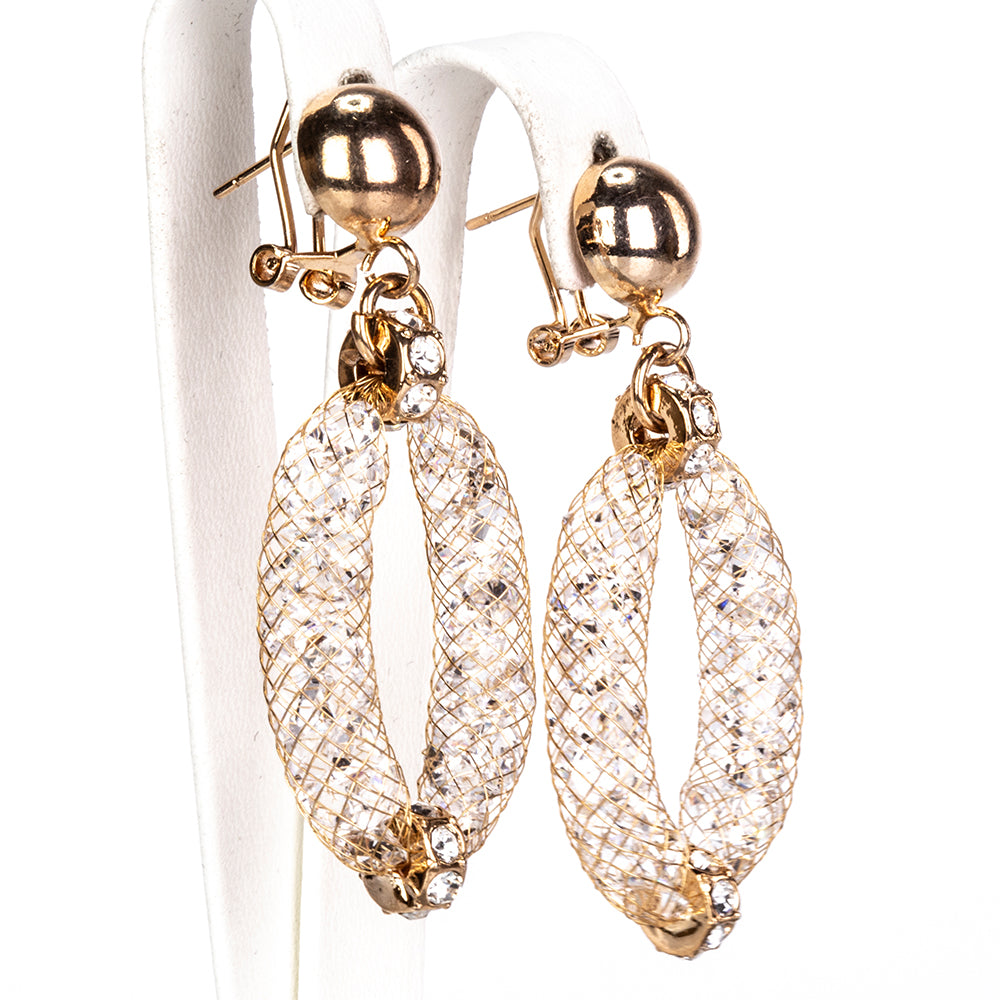 Conjunto de Aleación Bañado en Oro con Cristal Emporia® Blanco ( Collar +Pendientes +Pulsera ) 4 
