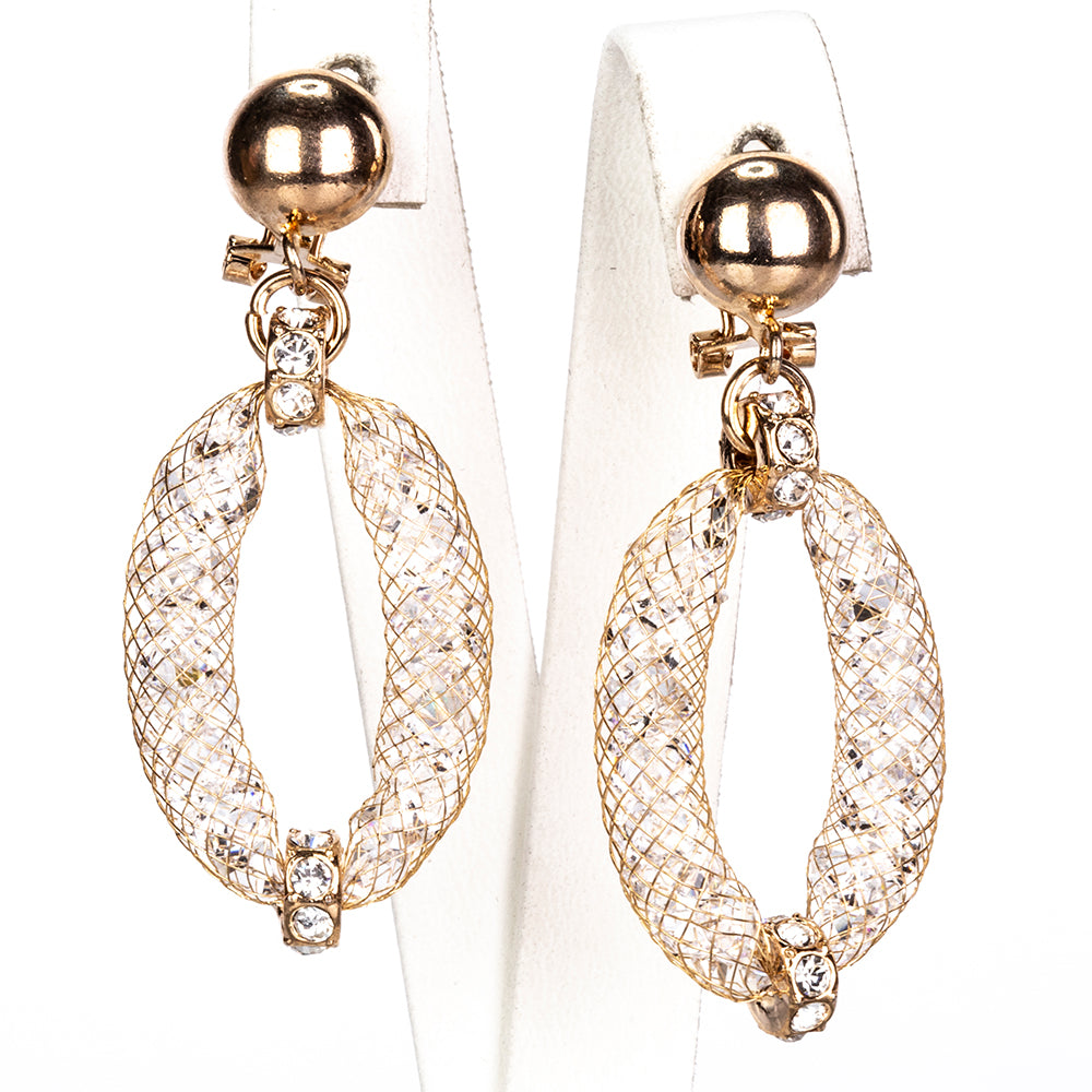 Conjunto de Aleación Bañado en Oro con Cristal Emporia® Blanco ( Collar +Pendientes +Pulsera ) 5 