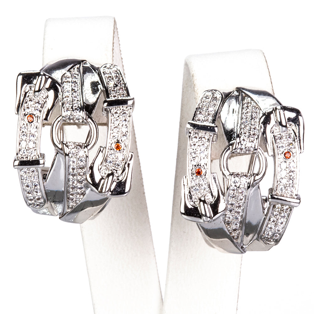 Conjunto de Aleación Bañado en Oro con Cristal Emporia® Blanco ( Collar +Pendientes +Colgante ) 4 