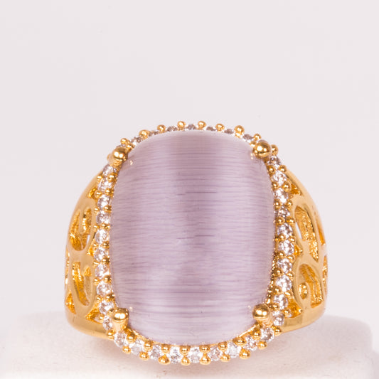 Anillo de Aleación Bañado en Oro con Cristal Emporia® Blanco