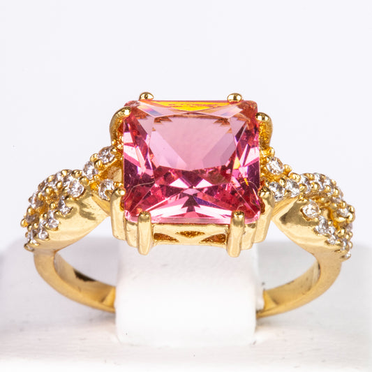 Anillo de Aleación Bañado en Oro con Cristal Emporia® Rosa