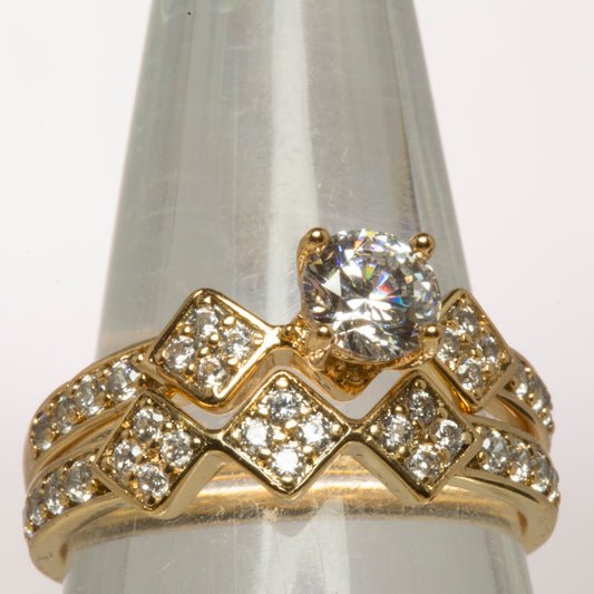 Anillo de Aleación Bañado en Oro con Cristal Emporia® Blanco