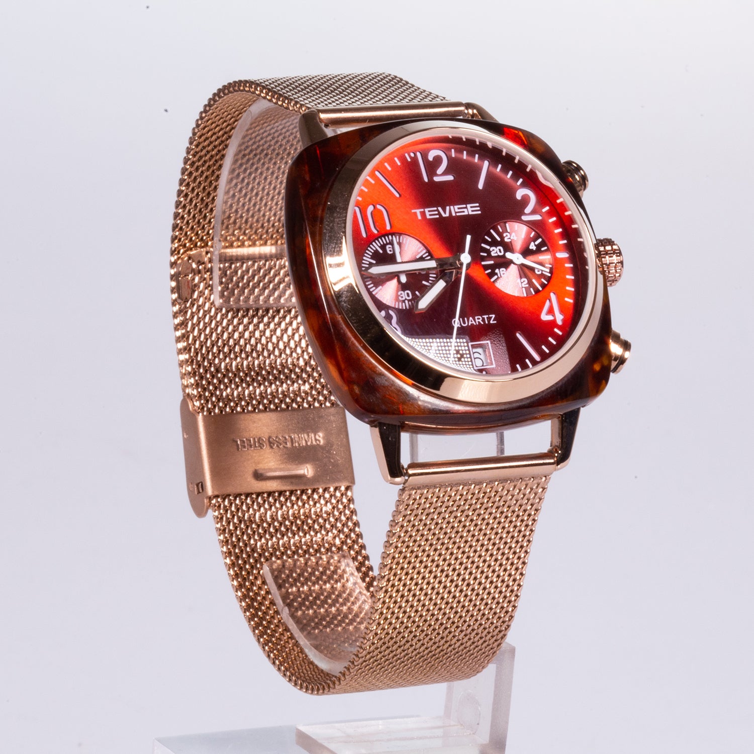 Reloj de Aleación Bañado en Oro con Cristal Emporia® Blanco 2 