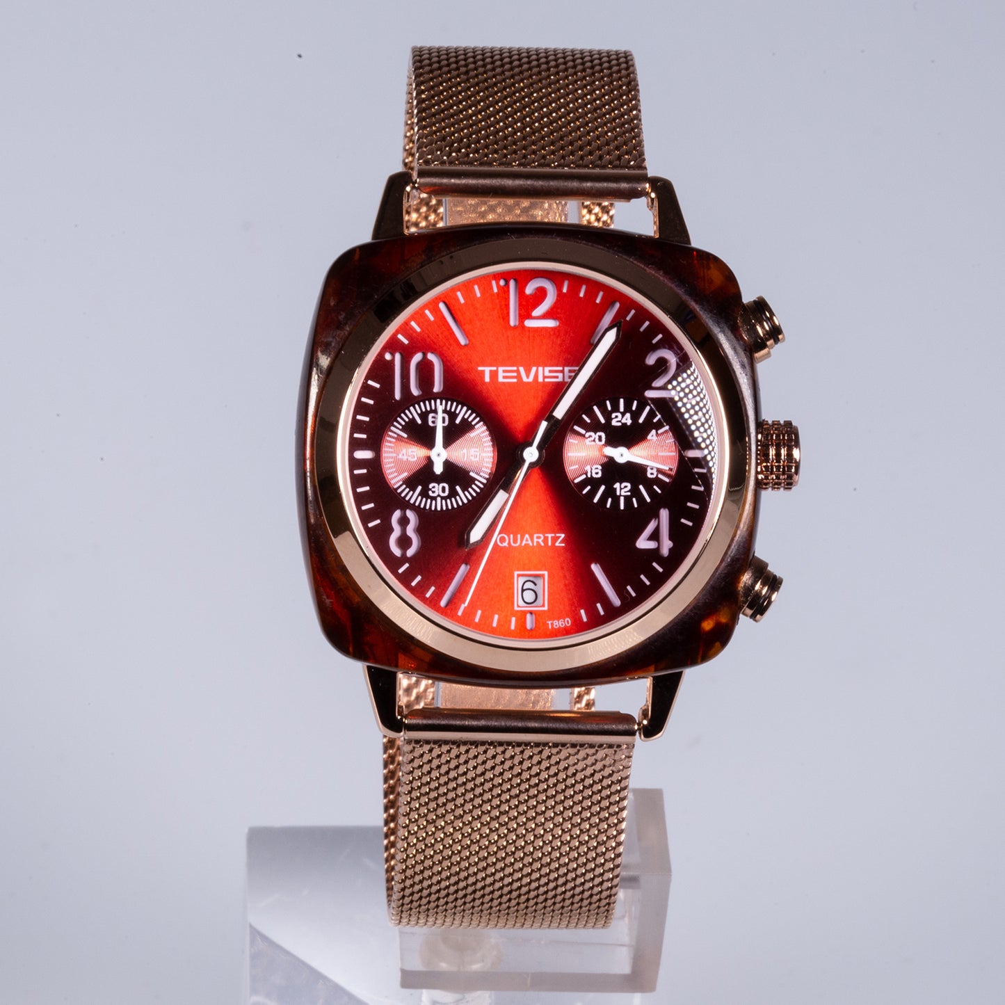 Reloj de Aleación Bañado en Oro con Cristal Emporia® Blanco