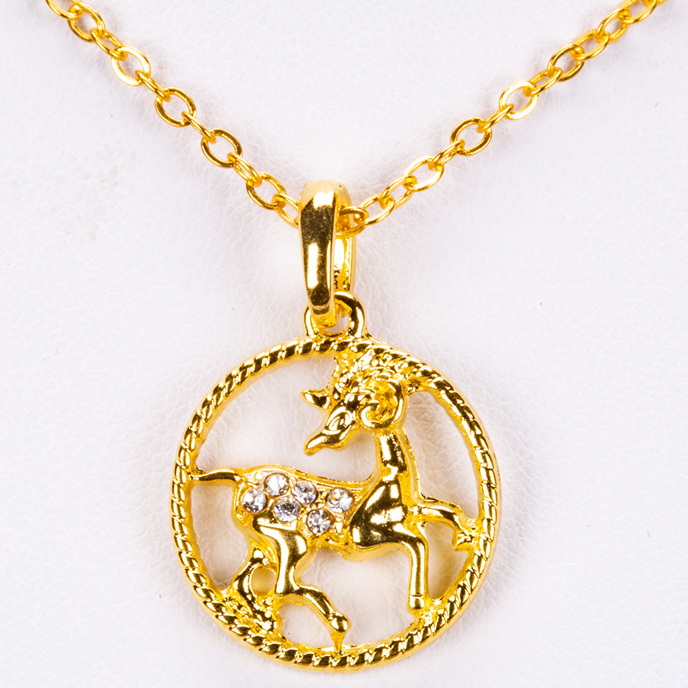 Aries Collar de Aleación Bañado en Oro con Cristal Emporia® Blanco ( Collar +Colgante ) 1 