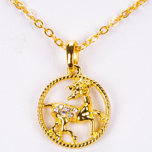 Aries Collar de Aleación Bañado en Oro con Cristal Emporia® Blanco (Collar +Colgante )