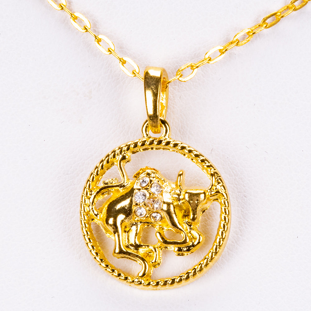 Tauro Collar de Aleación Bañado en Oro con Cristal Emporia® Blanco ( Collar +Colgante ) 1 