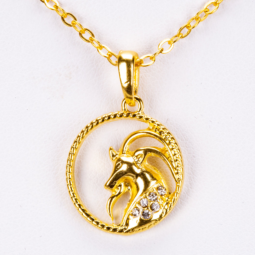 Capricornio Collar de Aleación Bañado en Oro con Cristal Emporia® Blanco ( Collar +Colgante ) 1 