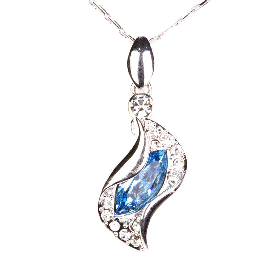 Conjunto de Aleación Bañado en Oro con Cristal Emporia® Azul ( Pendientes +Colgante )